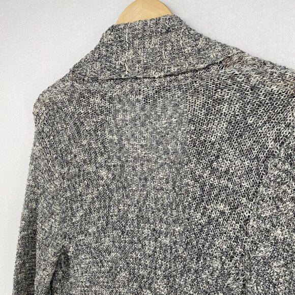 EILEEN FISHER Cardigan M Cotton Blend Marled Shawl Open Front Long Sleeve Gray - Picture 7 of 15